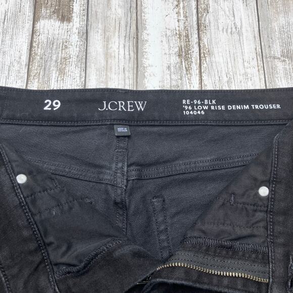 J. Crew Pants Sz 29 Black 96’ Low Rise Denim Trouser Wide Leg Preppy Minimalist - Picture 6 of 7